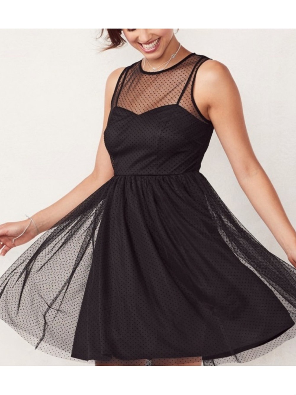 LC Lauren Conrad Swiss Dot Tulle Fit & Flare Dress